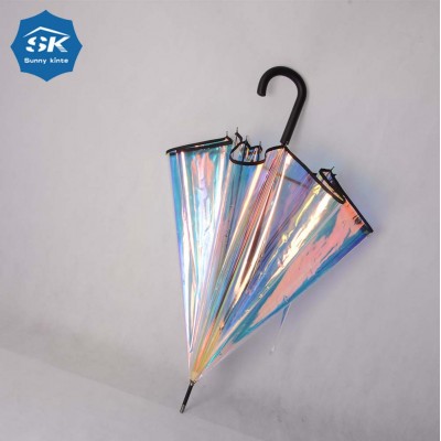 New arrived fashion ladies PVC TPU colorful clear Glitter Magic umbrella