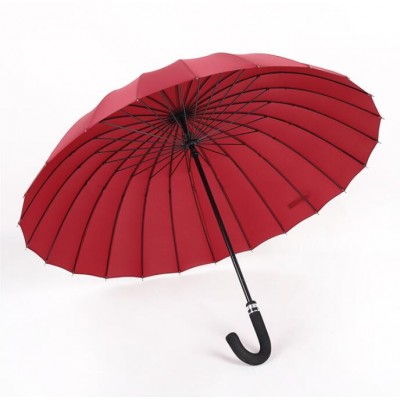 Manual open close strong windproof 24 rib uv umbrella 24 ribs in red color