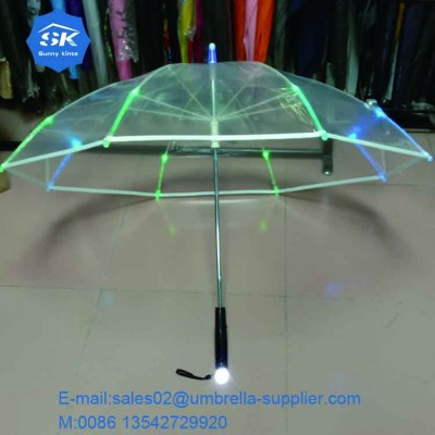 Hot sale manual open close led light umbrella led umbrella transparent