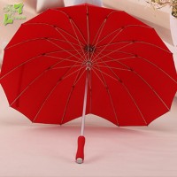 Outdoor waterproof love rain chinese nylon fabric wedding parasol red heart shape umbrella