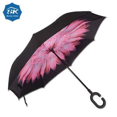 Promotional C handle Double Layer New Upside Down Reverse Umbrella