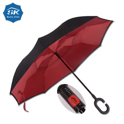 Manual open and close 190t pongee reseve umbrella fabric material