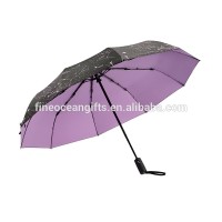 Customized OEM auto open close 3 folding lady fashion Umbrella