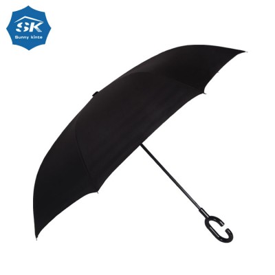 Custom LOGO Plastic C Handle New Upside Down Car Umbrella For Sale