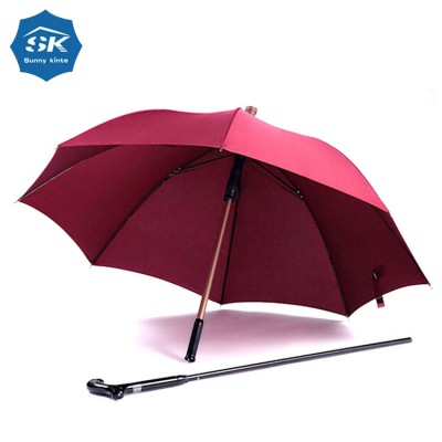 Manual open 23inch 8k walking stick crutch umbrella/Cane umbrella