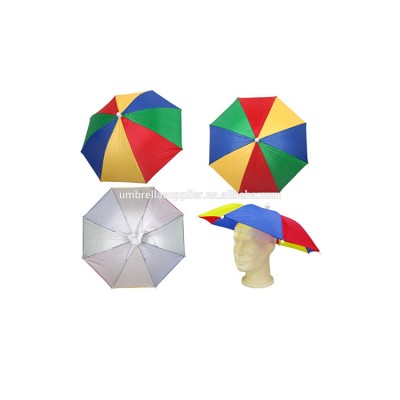 Custom promotion sun hat umbrella on head white head umbrella