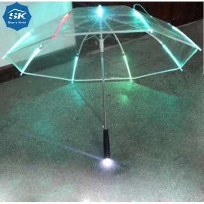 Manual open transparent POE clear flashing led umbrella light