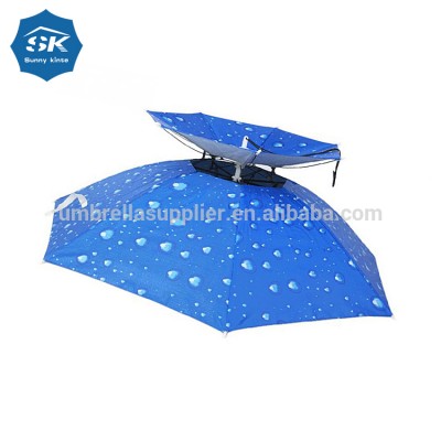 Chinese wholesale handfree umbrella navy blue fishing outdoor hat umbrella