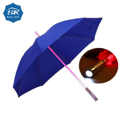 Custom logo Flashing colorful acrylic shaft straight led light umbrella