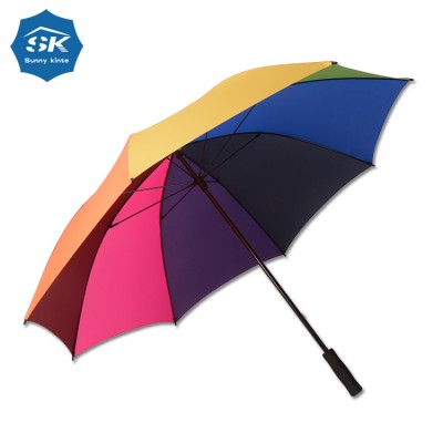 High quality 30Inch x8K manual easy open close rainbow golf umbrella with EVA handle