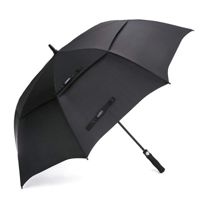 2020 Promotional Auto Open Double Layer Large Black Straight Custom Windproof Golf Umbrella