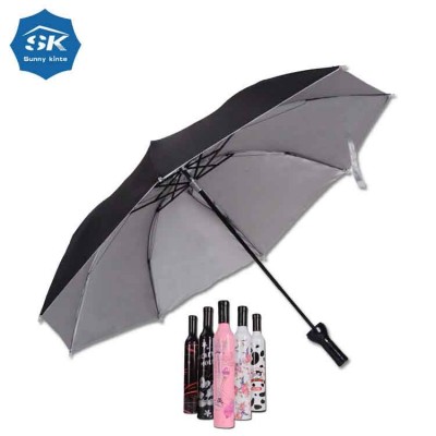 Factory cheap price 3 fold 21inch UV protect wine bottle umbrella