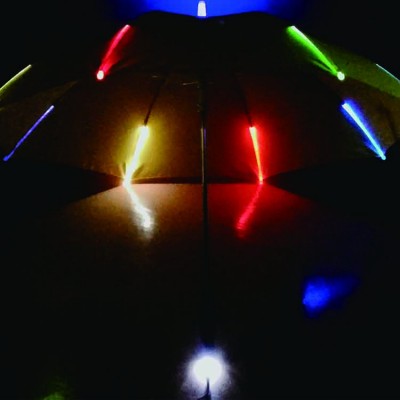 Wholesale manual open close umbrella led light umbrella with 7 color wrinkle