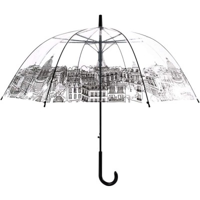 Wholesale transparent umbrella with printing for women transparent_umbrella